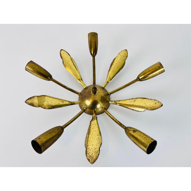 Mid-Century Modern Midcentury Brass 5-Arm Sputnik Chandelier, 1960s For Sale - Image 3 of 10