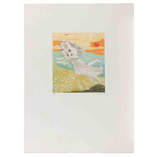 Normanno Soscia, Couple in the Air, Etching, 1980 For Sale - Image 3 of 4