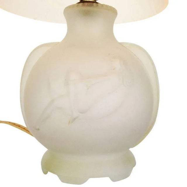 Frosted Glass Crescent Moon Boudoir Lamp, Circa 1920 For Sale - Image 9 of 9