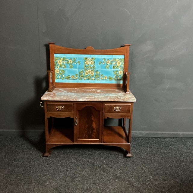 Wood Antique Art Nouveau Washstand, 1895 For Sale - Image 7 of 7
