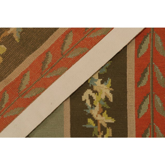 Textile 1920s Antique Arraiolos Needlepoint Rug in Olive Green With Florals, From Rug & Kilim For Sale - Image 7 of 8