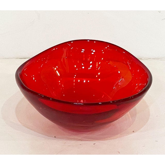 Mid-Century Modern Mid Century Modern Red Murano Glass Bowl From Italy For Sale - Image 3 of 8