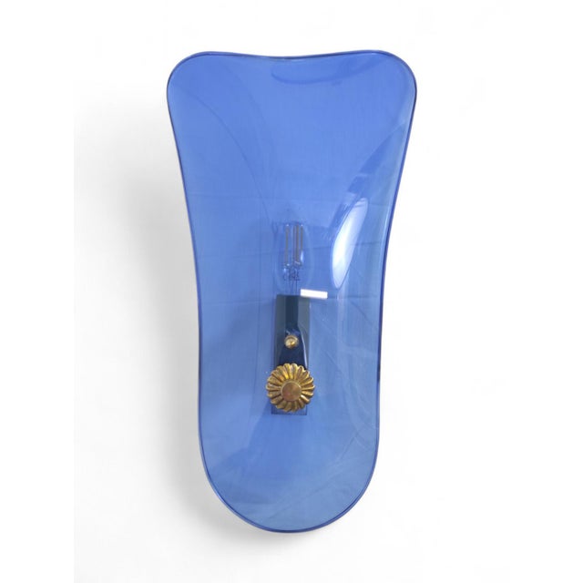 Italian Blue Glass Wall Lamps, 1950, Set of 3 For Sale - Image 13 of 13
