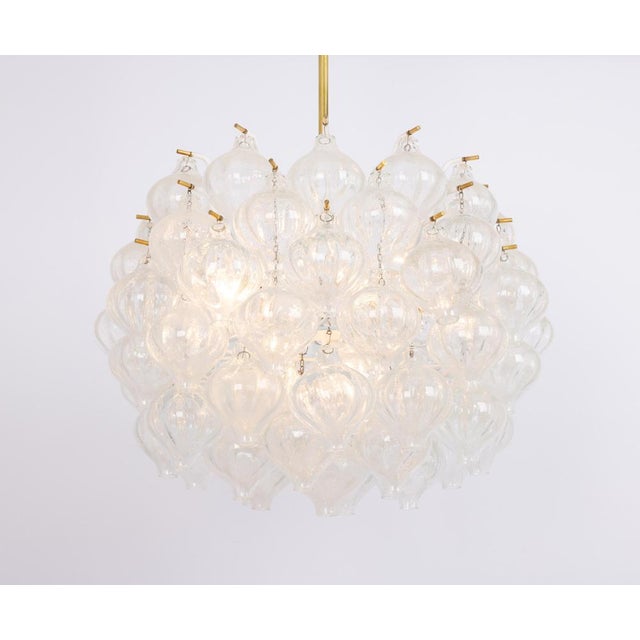 Gold Large Tulipan Glass Chandelier from Kalmar, Austria, 1960s For Sale - Image 8 of 16