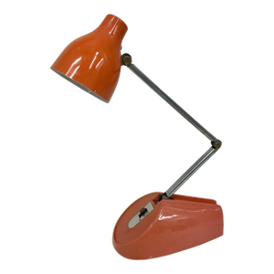 Midcentury Hamilton Industries Orange Articulated Small Desk Lamp