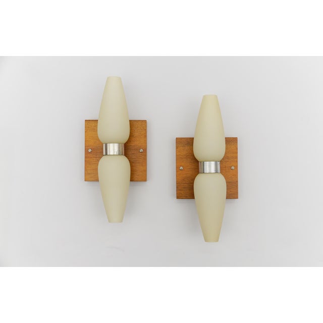 Wood and Opaline Glass Wall Lamps by Temde, Switzerland, 1960s, Set of 2 For Sale - Image 14 of 14