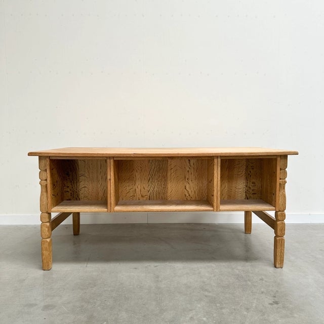 Mid-Century Modern Freestanding Oak Desk by Henning Kjærnulf, 1960s For Sale - Image 3 of 12