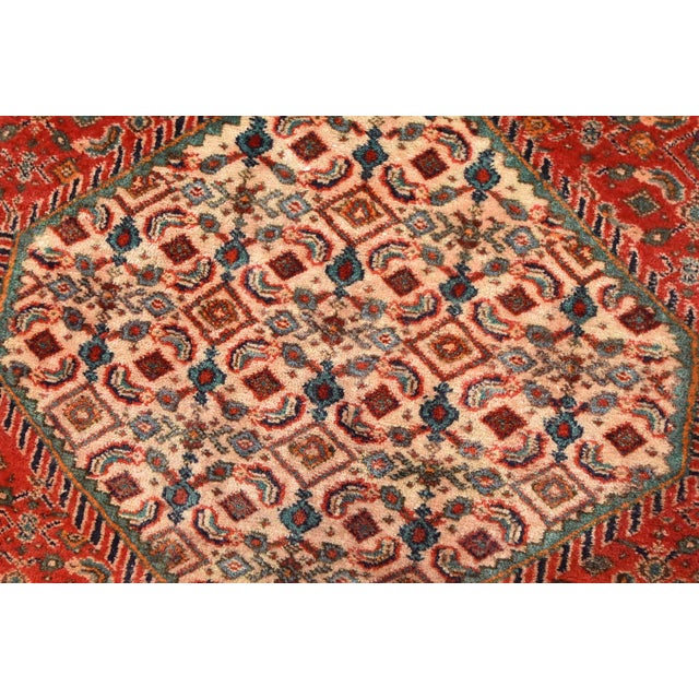 Bidjar Rug 5’1” X 9’7” Red Wool Semi-Antique Tribal Hand-Knotted Carpet For Sale - Image 9 of 14