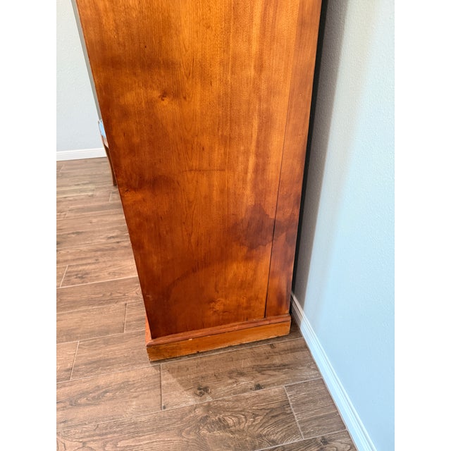 Brown Antique Tiger Maple Gentleman’s Chest of Drawers Late Victorian Curly Maple Chiffonier Refinished Fiddleback Wood Tallboy Cabinet 53" For Sale - Image 8 of 16