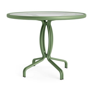 Brown Jordan Kantan Aluminum 36" Round Table in Bay Leaf For Sale