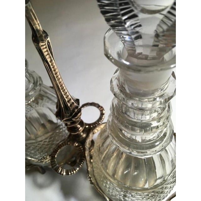 Metal George IV Silver Cruet Service Set with Two Cut Glass Bottles, London, 1750s, Set of 3 For Sale - Image 7 of 18