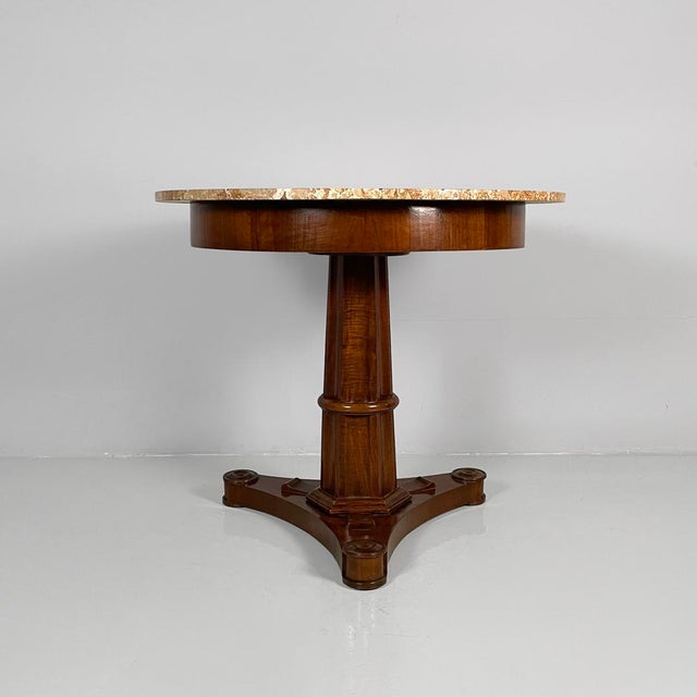 Italian Charles X Style Wood and Pink Marble Round Dining Table, 1930s For Sale - Image 3 of 18