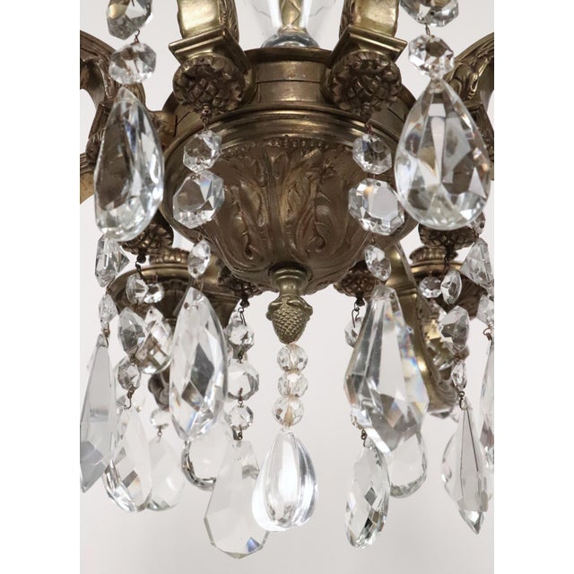 Restored 1930s Victorian Crystal & Bronze Chandelier For Sale - Image 13 of 15