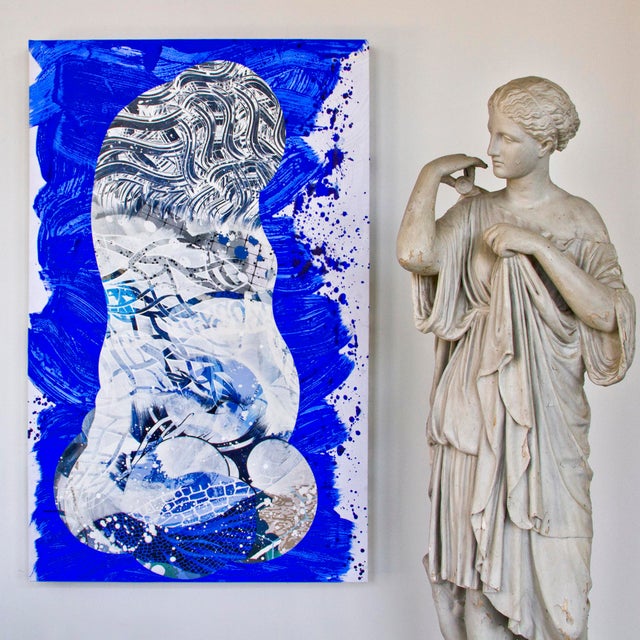 "Ballast Blue" by Michael DesRosiers Abstract Mixed-Media on MDF Panel (2022) For Sale - Image 15 of 16
