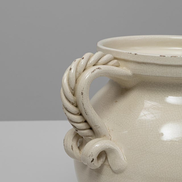 20th Century Italian White Ceramic Vase With Handles For Sale - Image 12 of 18