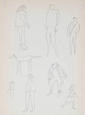 Rip Matteson Figure Studies at the Park Graphite Drawing, 1989