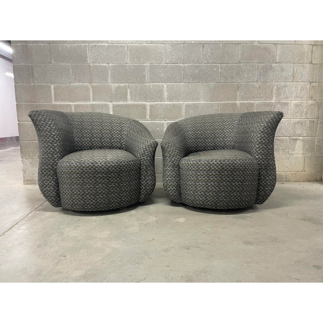 Postmodern Post Modern Kagan Style Wave Swivel Chairs - a Pair For Sale - Image 3 of 8