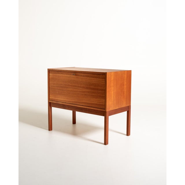 Teak Bar Cabinet with Drop-Down Door, Scandinavia, 1960s For Sale - Image 3 of 12