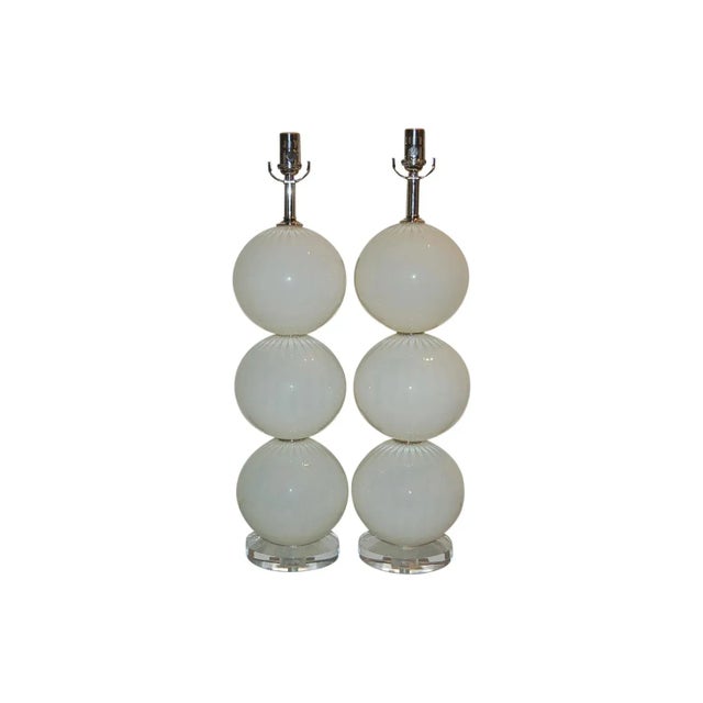 Joe Cariati Glass Lamps White For Sale - Image 9 of 9