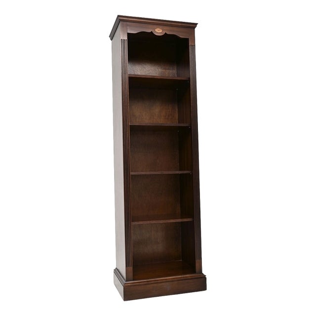 Vintage Slim Georgian Style Open Bookcase, 1950 For Sale