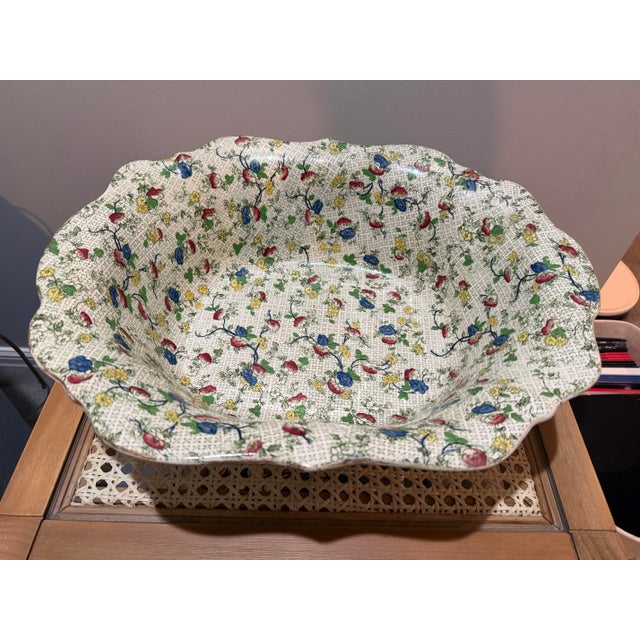 Mid 20th Century Vintage Porcelain Washstand Jug and Basin Set With Floral and Bird Chintz Pattern For Sale - Image 5 of 6