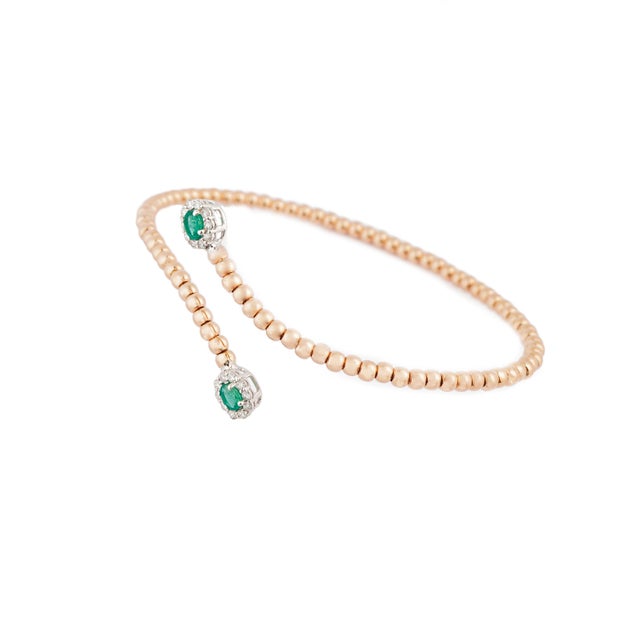 Natural emerald 0.31cts & diamond 0.22 bracelet in 18k gold For Sale - Image 9 of 18