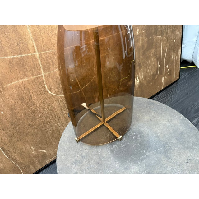Rh Blom Scandinavian Amber Glass Table Lamp Lacquered Burnished Brass Jonathan Browning For Sale - Image 17 of 18