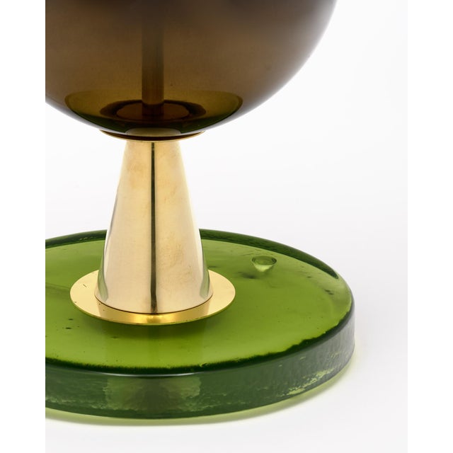2020s Venetian Blown Glass Lamps, Green, Murano Italy - a Pair For Sale - Image 5 of 9