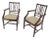 Pair of Very Fine Carved Mahogany Open Arm Faux Bamboo Arrows Armchairs MINT For Sale