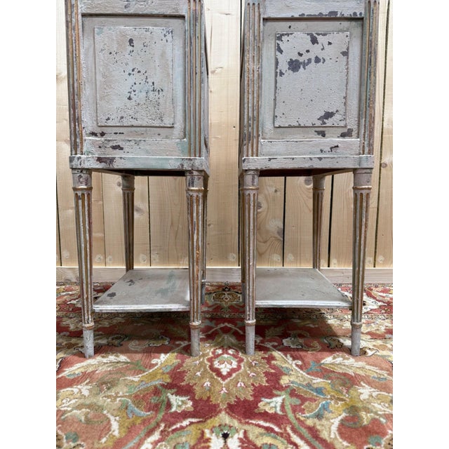 Bedside Tables in Painted Wood and Oak with Brass, 1890s, Set of 2 For Sale - Image 5 of 8