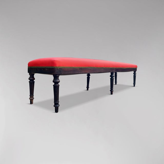 Louis XVI Bench in Orange Fabric, 1780s For Sale - Image 3 of 6