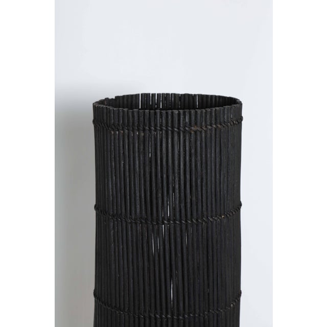 Raymor Tony Paul Style California Modern Black Wicker Cylinder Floor Lamp, 1950s For Sale - Image 4 of 10