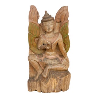 Antique Mythical Thai Wooden Statue For Sale