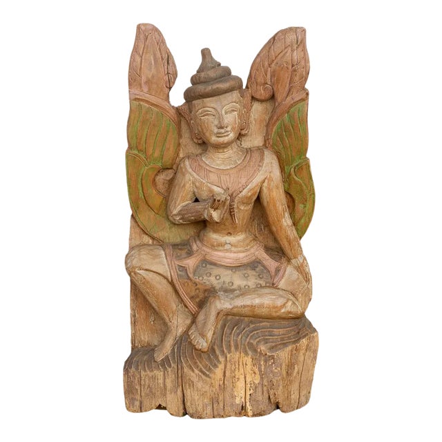 Antique Mythical Thai Wooden Statue For Sale
