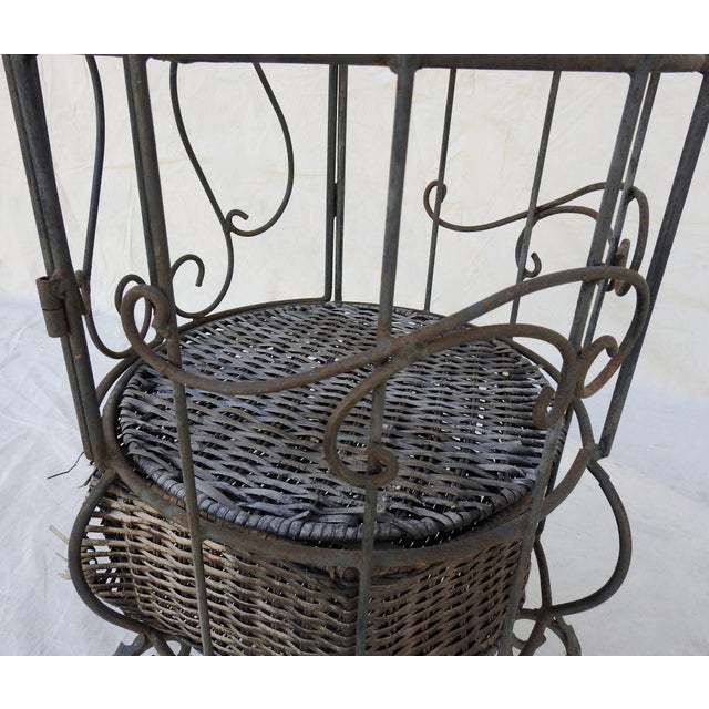 Blue Mid-Century Iron and Wicker Wine Rack For Sale - Image 8 of 13
