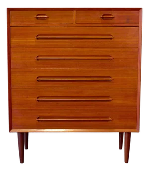 Ivan Gern Møbelfabrik Teak Seven Drawer Tall Dresser / Highboy Designed by Ejvind A. Johansson