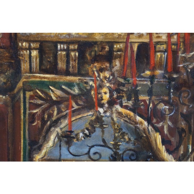 Late 20th Century Harry McCormick "Red Interior" Victorian Palace Parlor Oil Painting Canvas 43" For Sale - Image 11 of 11