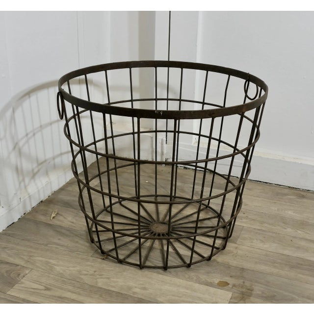 Metal Vintage Industrial Iron Log Basket, 1920s For Sale - Image 7 of 8