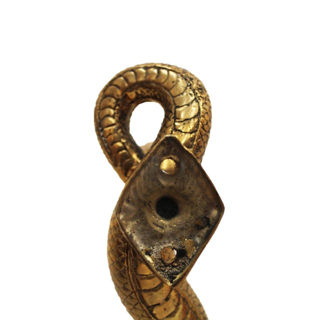 Gold French Handcrafted Brass Snake Door Pull Handles, 1960s, Set of 2 For Sale - Image 8 of 9
