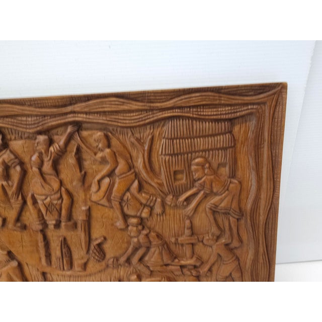 Brown Decorative Fine Carved Wood Wall Panel For Sale - Image 8 of 9