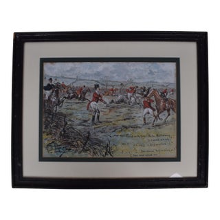 Friend on the Grey: "Hello, Montgomery, Divorced Already?" Fox Hunt Scene Watercolour by George Finch Mason For Sale