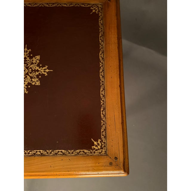 French Louis XV Style Cherry Wood Side Table With Leather Top, Circa 1920 For Sale - Image 11 of 17