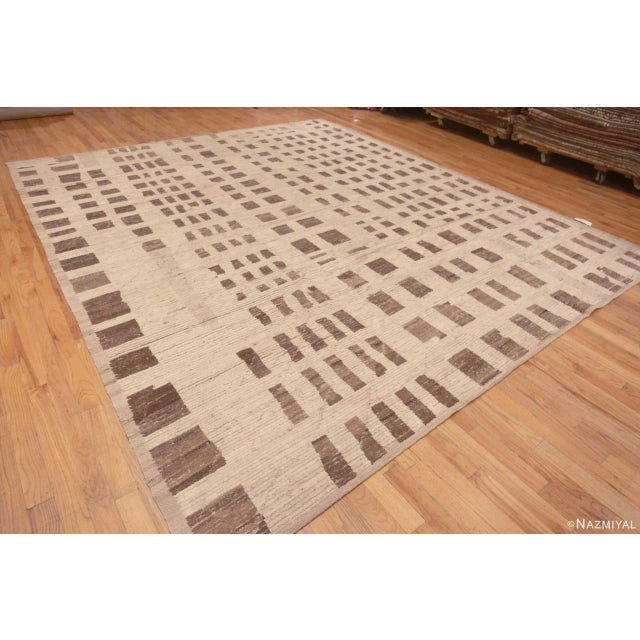 Beautifully Artistic Modern Cream Brown Tribal Geometric Room Size Area Rug, Country Of Origin: Central Asia, Circa Date:...