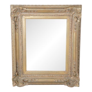 Vintage Baroque Rococo Gold Carved Foliate Beveled Wall Vanity Mirror 23" For Sale