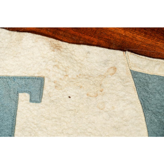 Blue Large Collegiate Antique Wool Felt Club Pennant Wall Home Decor For Sale - Image 8 of 11