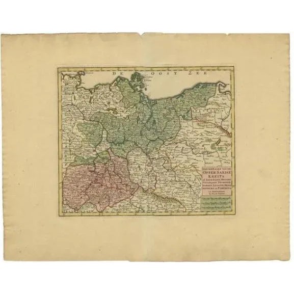 Antique Map of Upper Saxony in Germany by Tirion, 1740 For Sale - Image 6 of 6