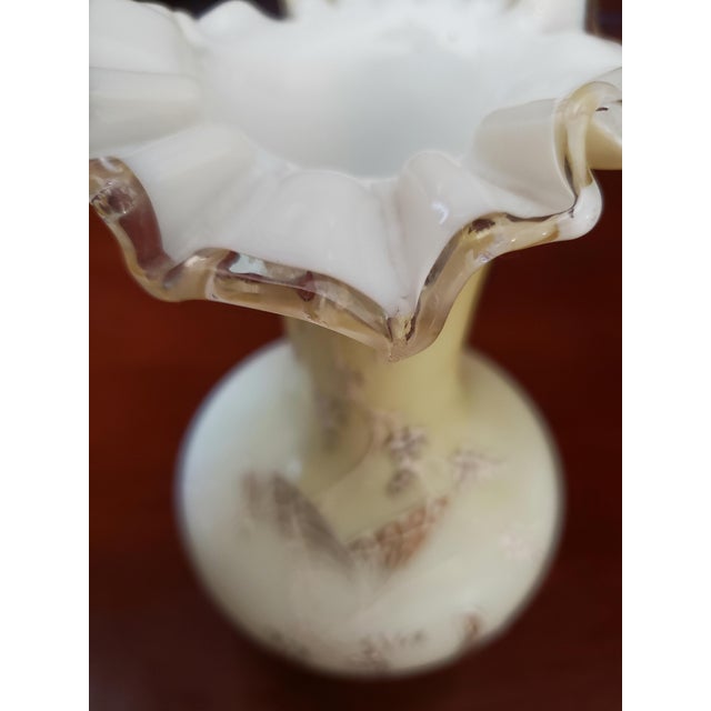 Vintage Fenton Burmese Ruffled Vase | Hand-Blown Mid-Century Art Glass For Sale - Image 9 of 10