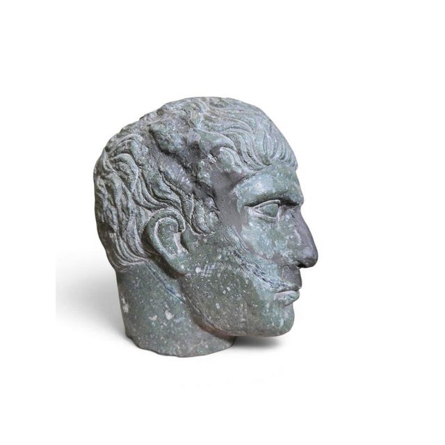 1950s Antique Classical Italian Carved Marble Head, 1950 For Sale - Image 5 of 11