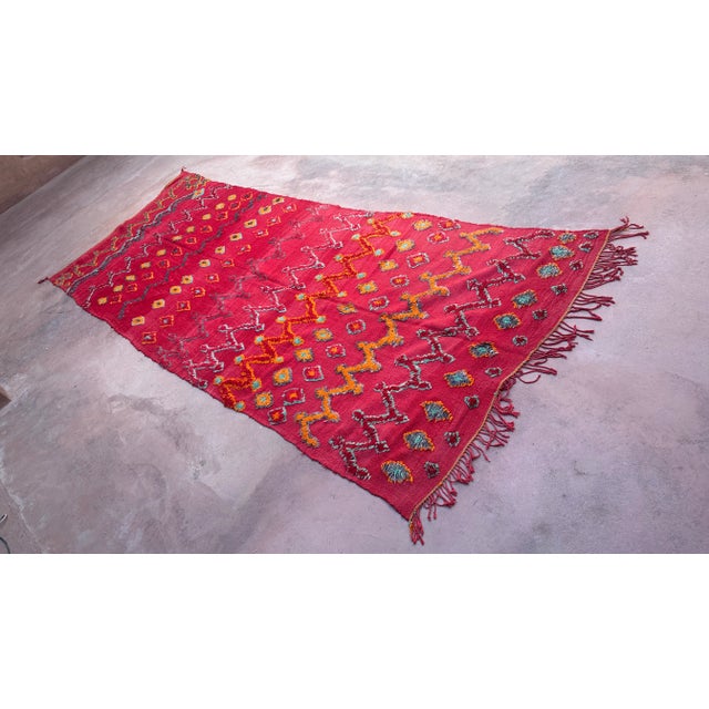 1980’s Moroccan Red Tribal Flatweave Wool Rug -13.3 X 5.3 Ft For Sale - Image 4 of 9