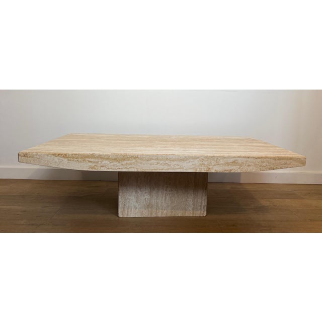 Mid-Century Modern Travertine designer coffee table. Italian works by Stone International, circa 1980 For Sale - Image 3 of 12